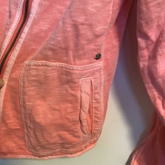 Sandwich Salmon Pink Asymmetric Zip Cotton Moto Jacket - Picture 4 of 13